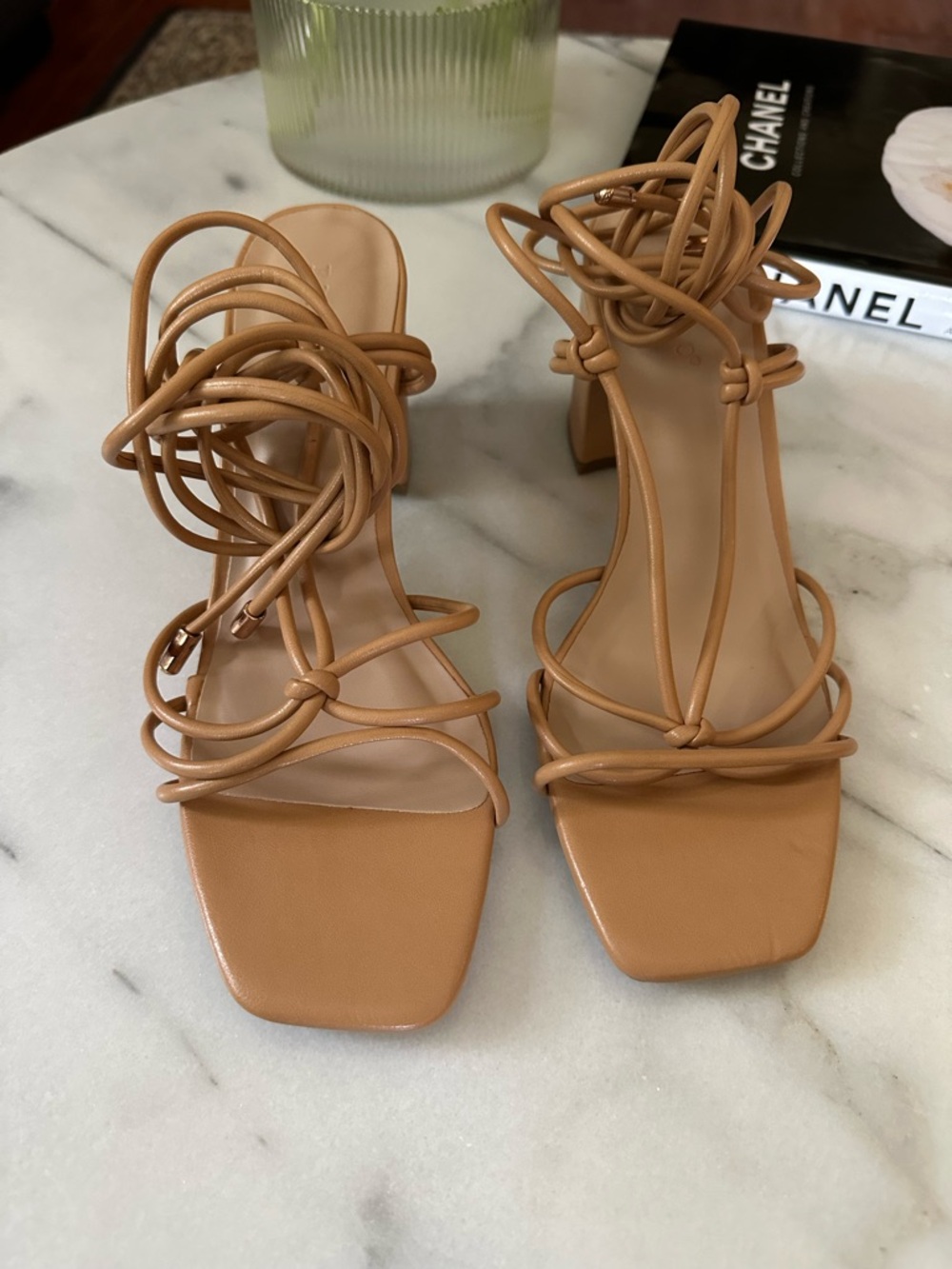 Women’s Strappy Square-Toe Heel Sandals - Tan